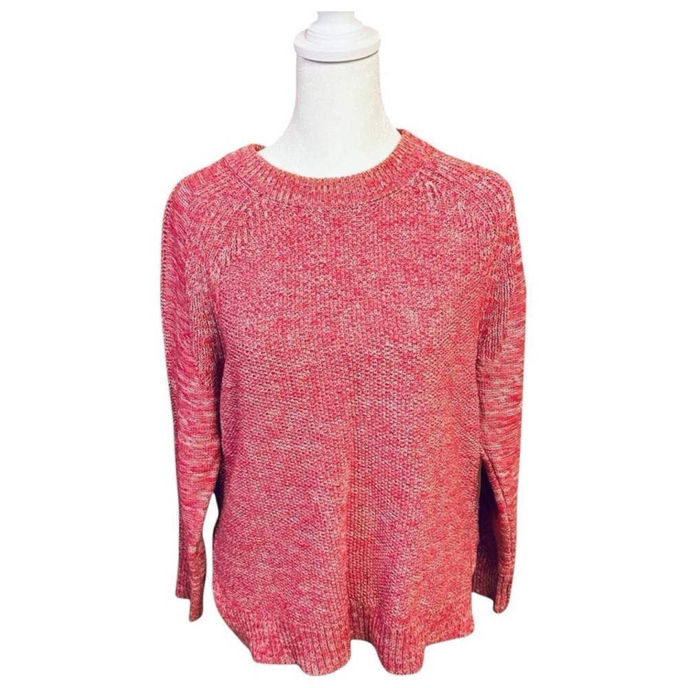 NWOT GAP Red and White Marled Pullover Sweater Medium 100% Cotton